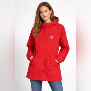 Carhartt Rain Defender Water-Resistant Hooded Jacket Red Relaxed Fit Women's M